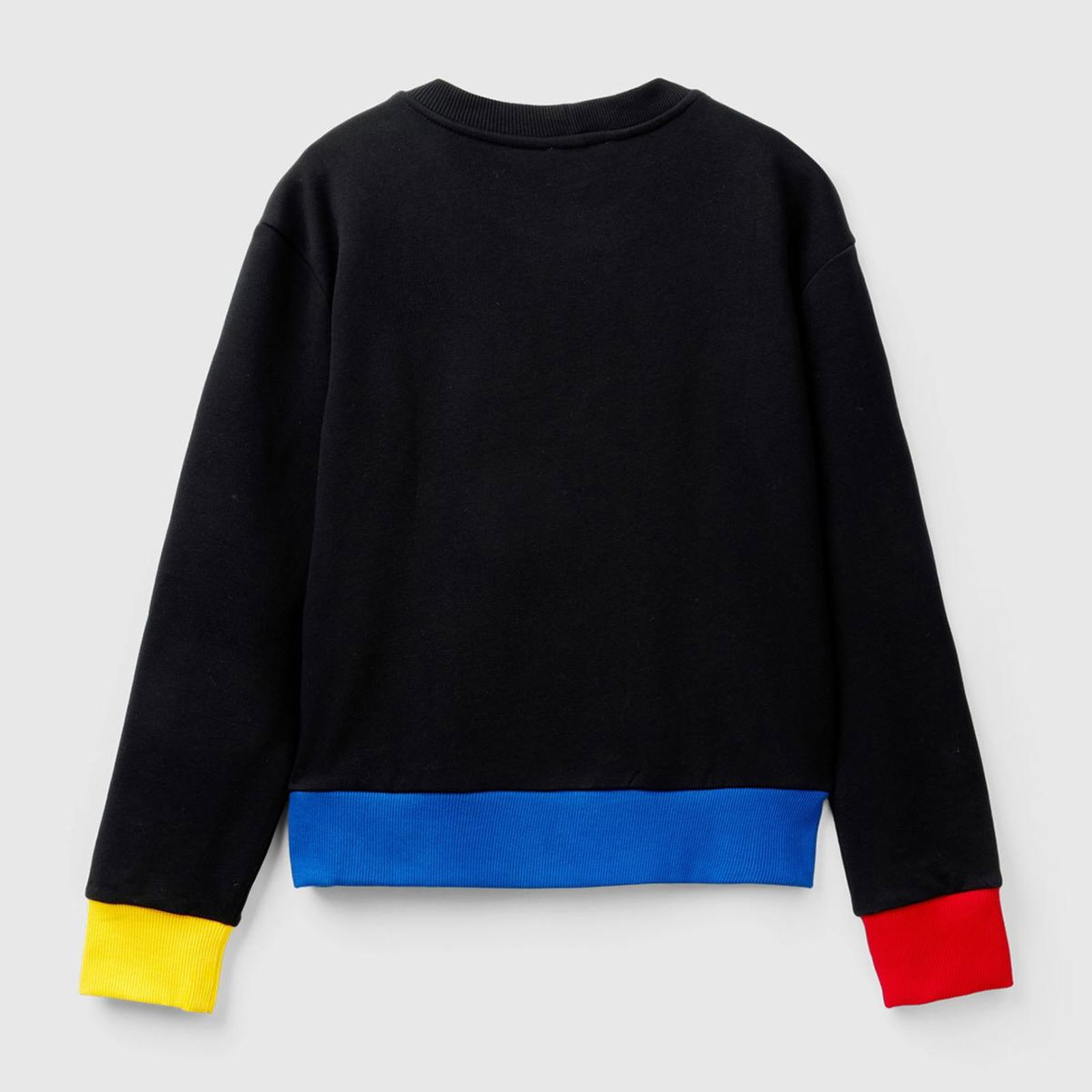 Kadın Siyah %100 Pamuk Benetton Yazılı Bisiklet Yaka Sweatshirt