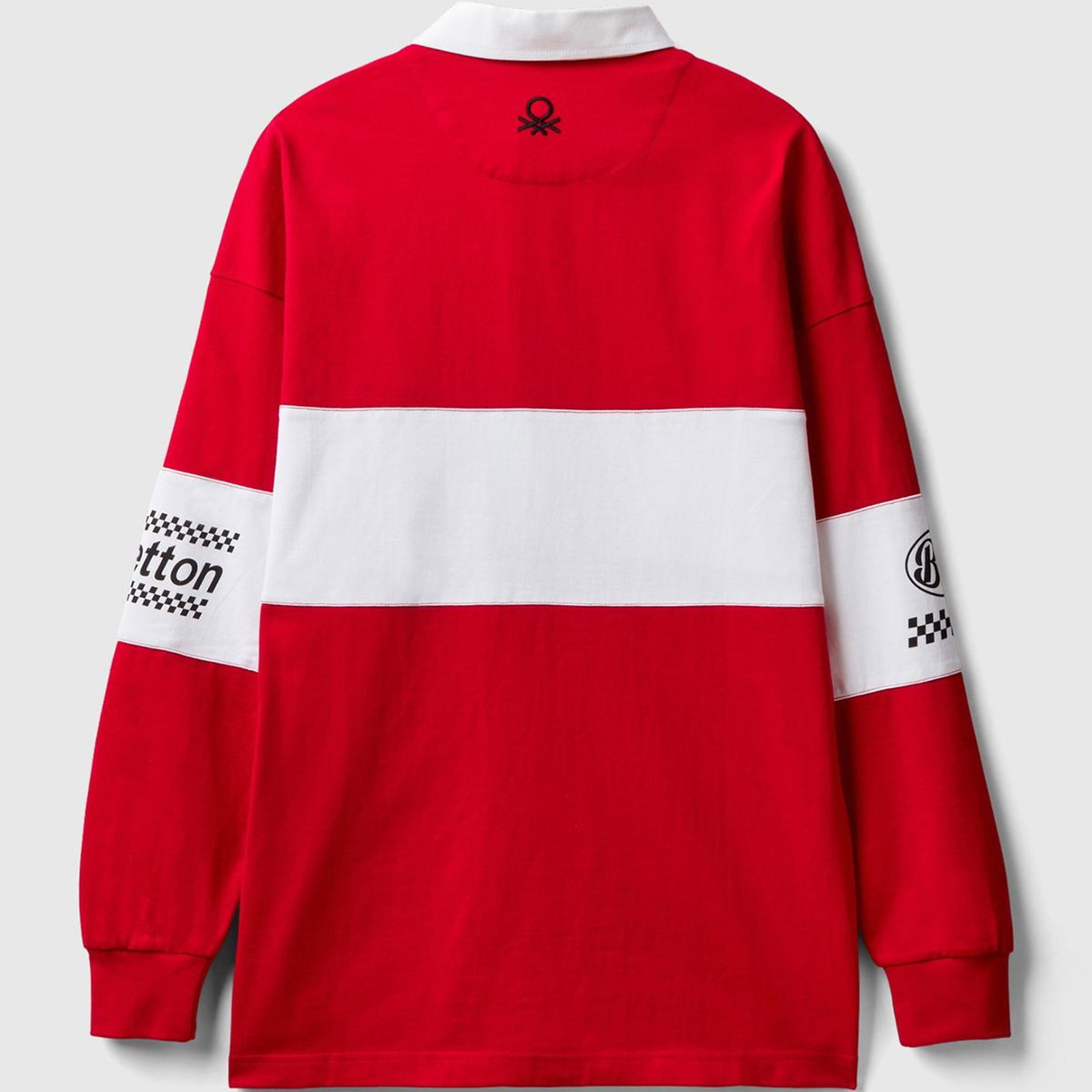 Unisex Kırmızı %100 Pamuk Logo Baskılı Polo Yaka Sweatshirt