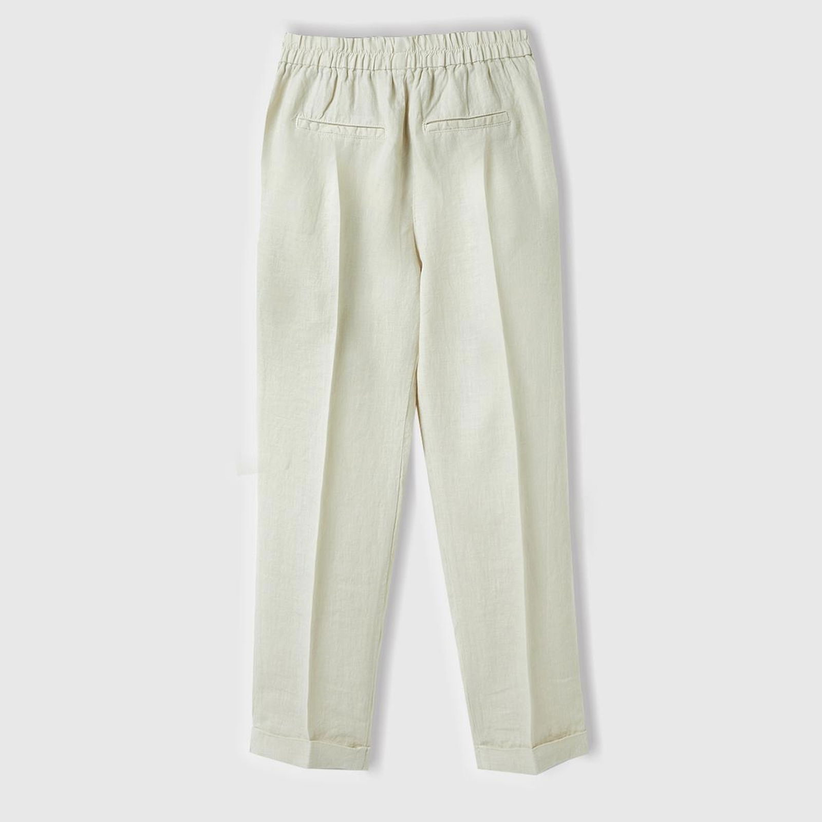 Kadın %100 Keten Beli Lastikli Pantolon