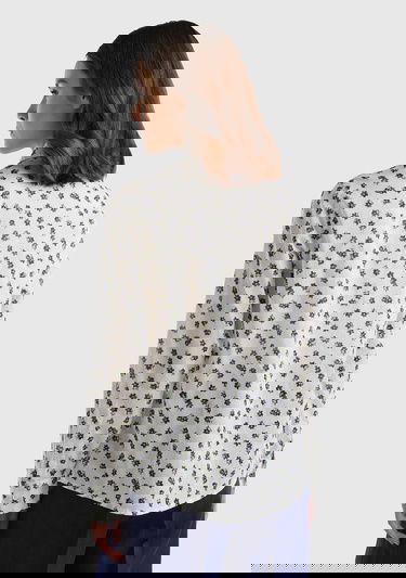  Kadın Krem Mix %100 Koton Desenli Gömlek
