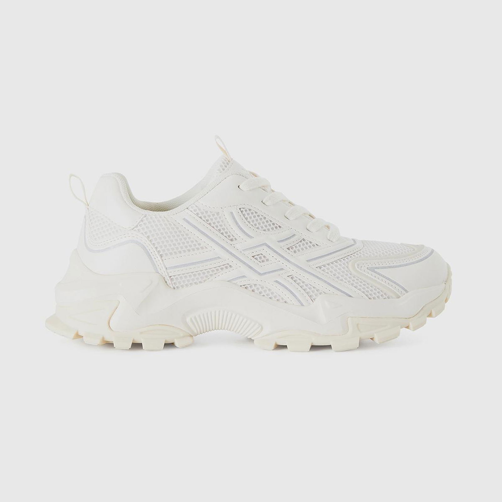 Kadın Krem Logo Detaylı Yüksek Tabanlı Bağcık Detaylı Sneaker