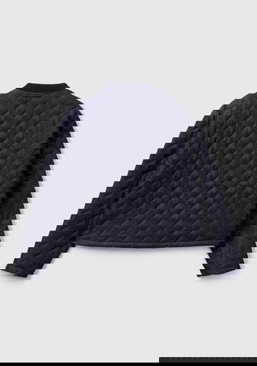  Kadın Lacivert Viskoz Karışımlı Denim Efekkli Kapitone Mont