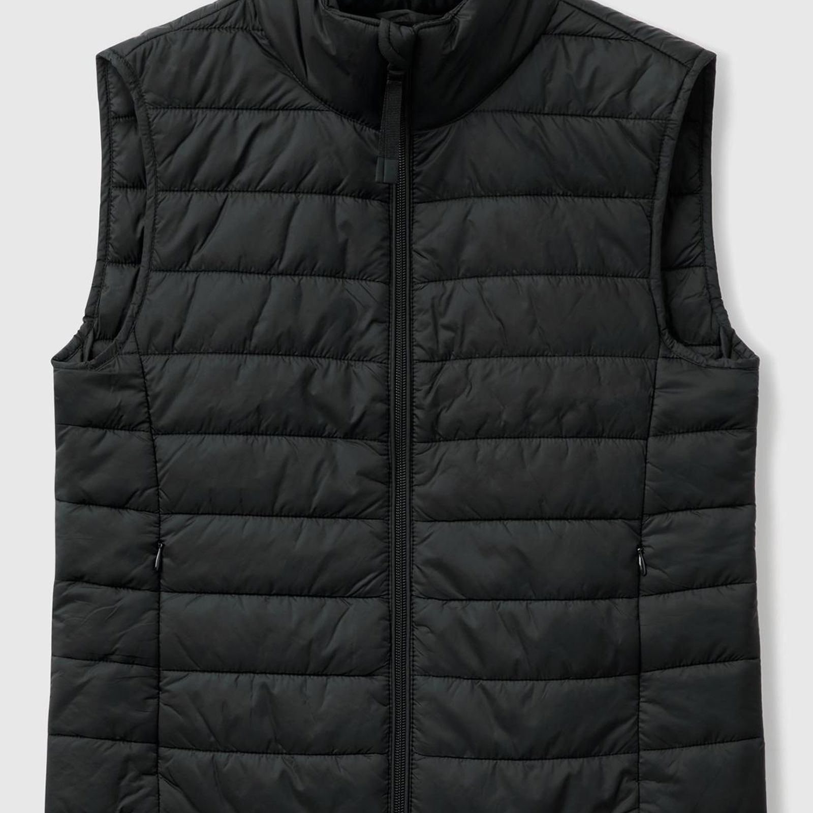 Kadın Siyah Polyester Dolgulu Fermuarlı Slim Fit Pufa Yelek