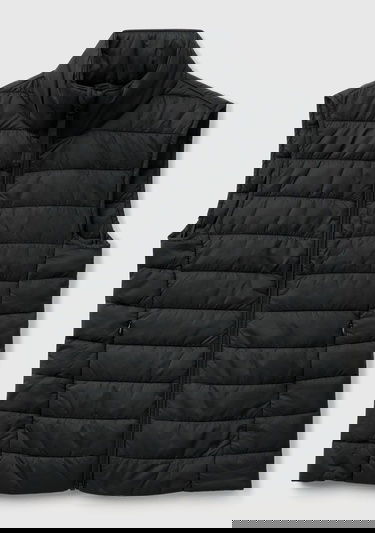  Kadın Siyah Polyester Dolgulu Fermuarlı Slim Fit Pufa Yelek