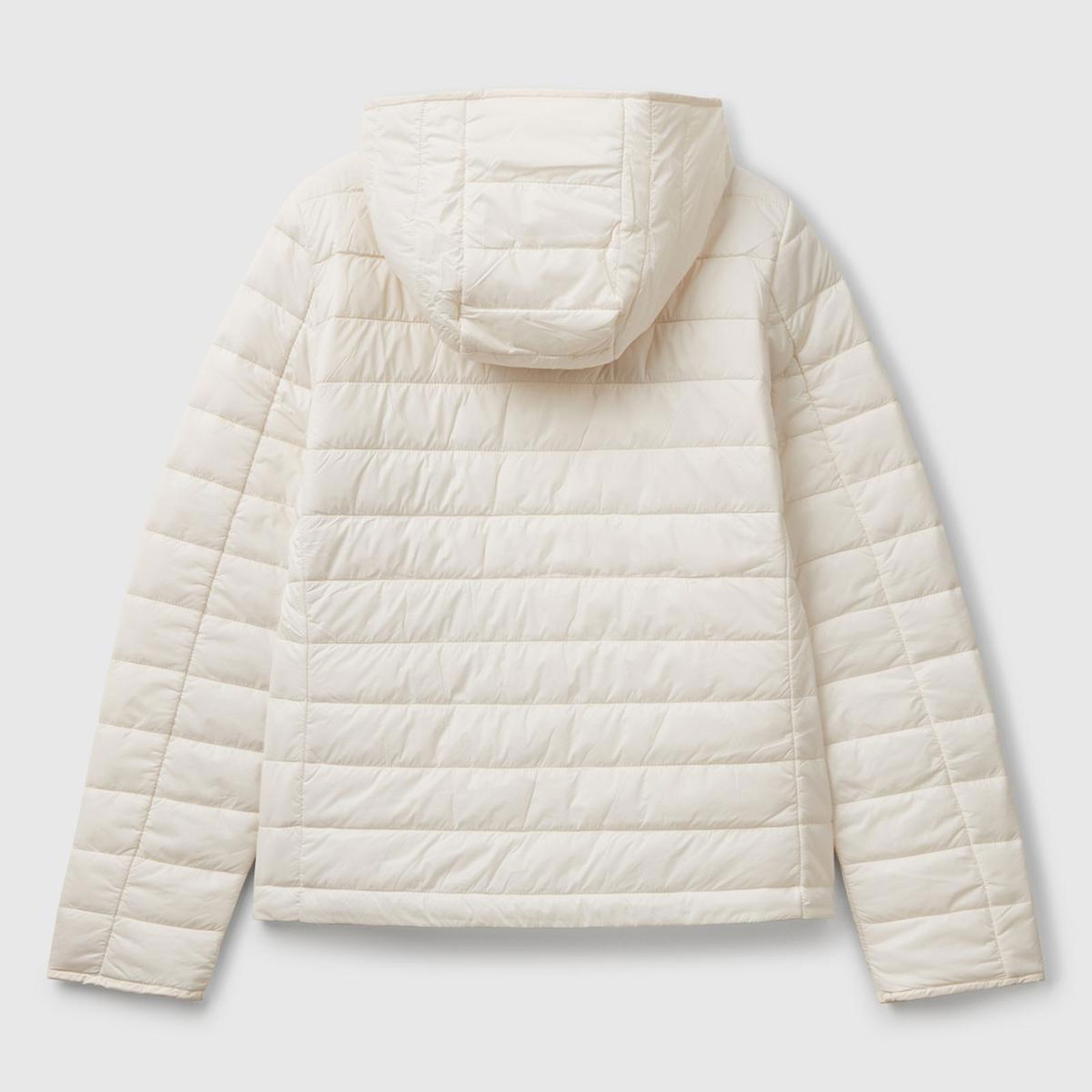 Kadın Krem Polyester Dolgulu Feramuarlı Kapüşonlu Slim Fit Puffer Mont
