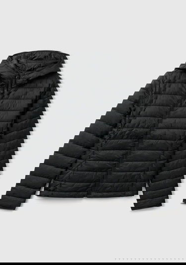  Kadın Siyah Polyester Dolgulu Feramuarlı Kapüşonlu Slim Fit Puffer Mont