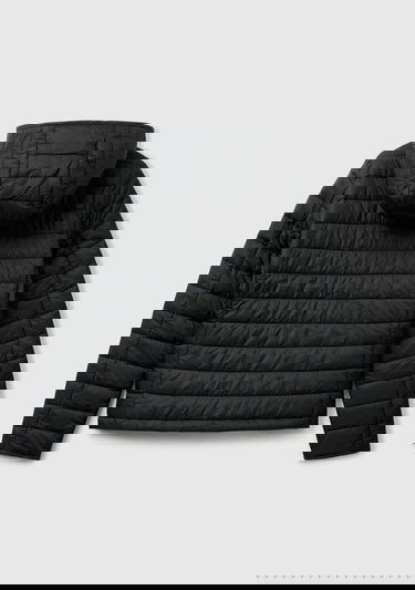 Kadın Siyah Polyester Dolgulu Feramuarlı Kapüşonlu Slim Fit Puffer Mont