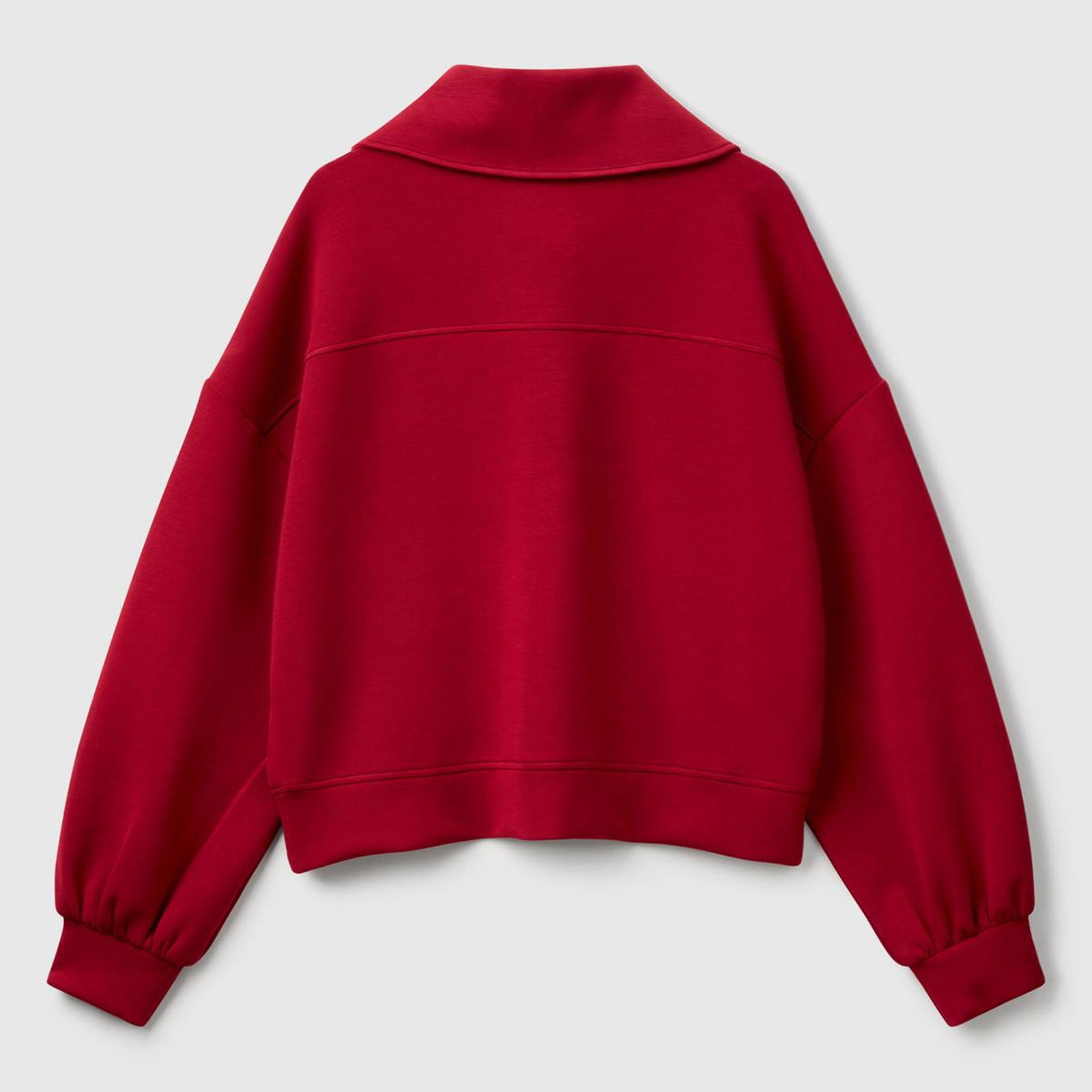 Kadın Bordo Modal Karışımlı Yarım Fermuarlı Polo Yaka Sweatshirt