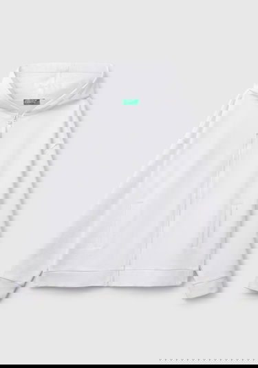  Kadın Beyaz Logo Baskı Detaylı Kapüşonlu Relax Fit Sweatshirt