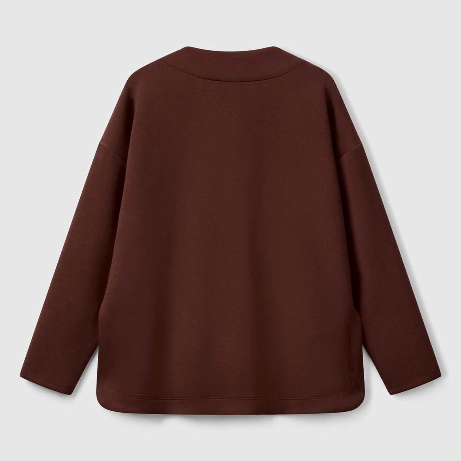 Kadın Kahverengi Modal Karışımlı V Yaka Uzun Kollu Sweatshirt