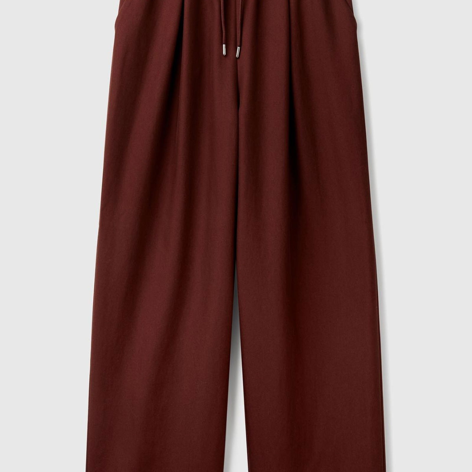 Kadın Kahverengi Liyosel Karışımlı Beli Lastikli Geniş Paça Pantolon