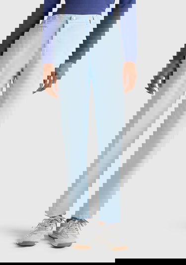  Kadın Açık Mavi Elastanlı Basic Chino Pantolon