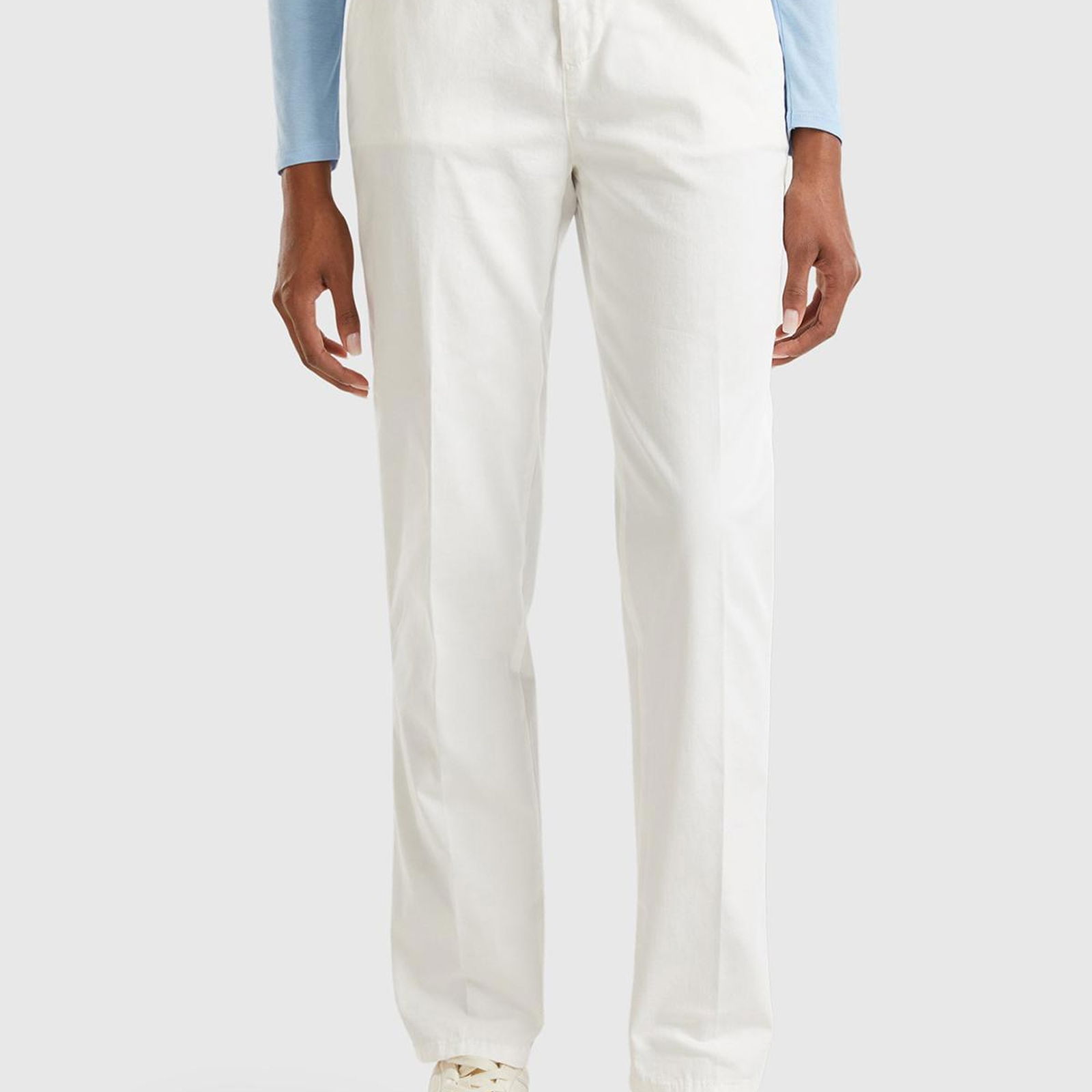 Kadın Beyaz Elastanlı Basic Chino Pantolon
