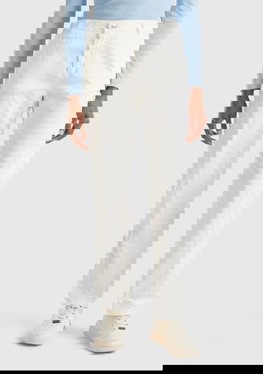  Kadın Beyaz Elastanlı Basic Chino Pantolon