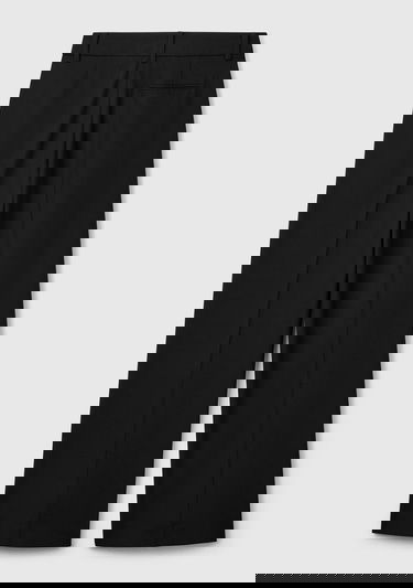  Kadın Siyah Streç Kumaşlı Yüksek Bel Wide Leg Pantolon