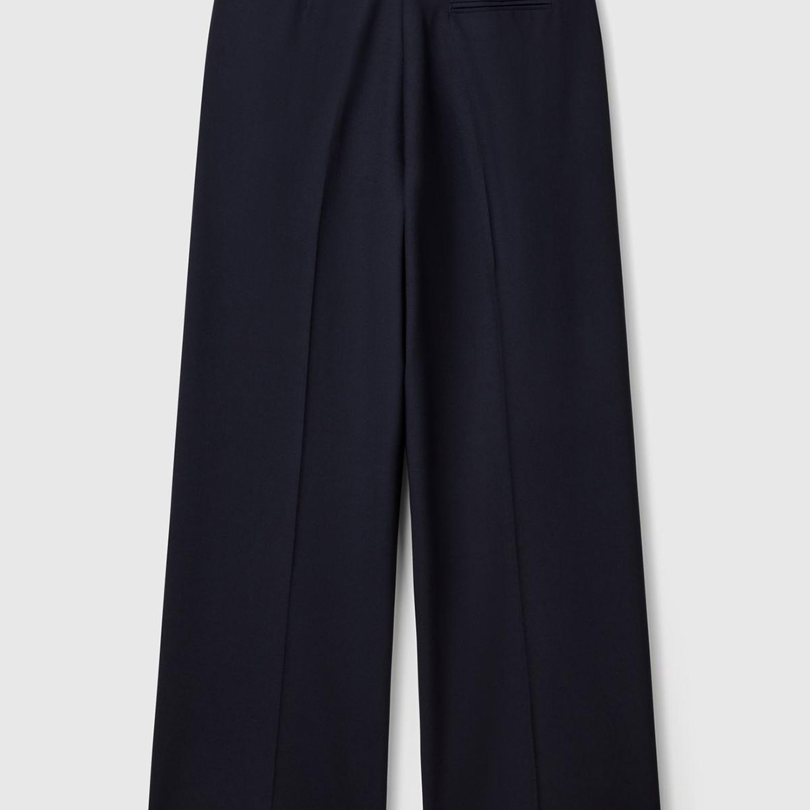Kadın Lacivert Streç Kumaşlı Yüksek Bel Wide Leg Pantolon