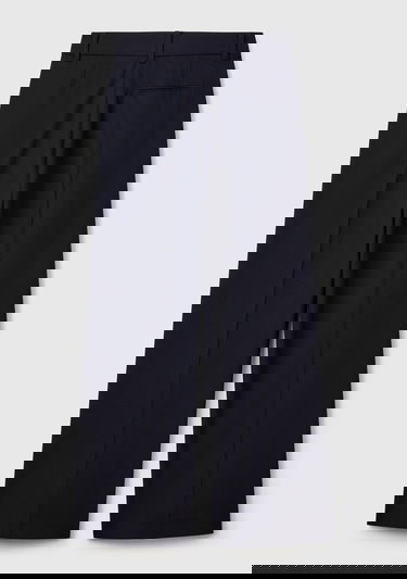  Kadın Lacivert Streç Kumaşlı Yüksek Bel Wide Leg Pantolon