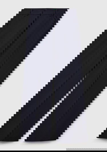  Kadın Lacivert Streç Kumaşlı Yüksek Bel Wide Leg Pantolon