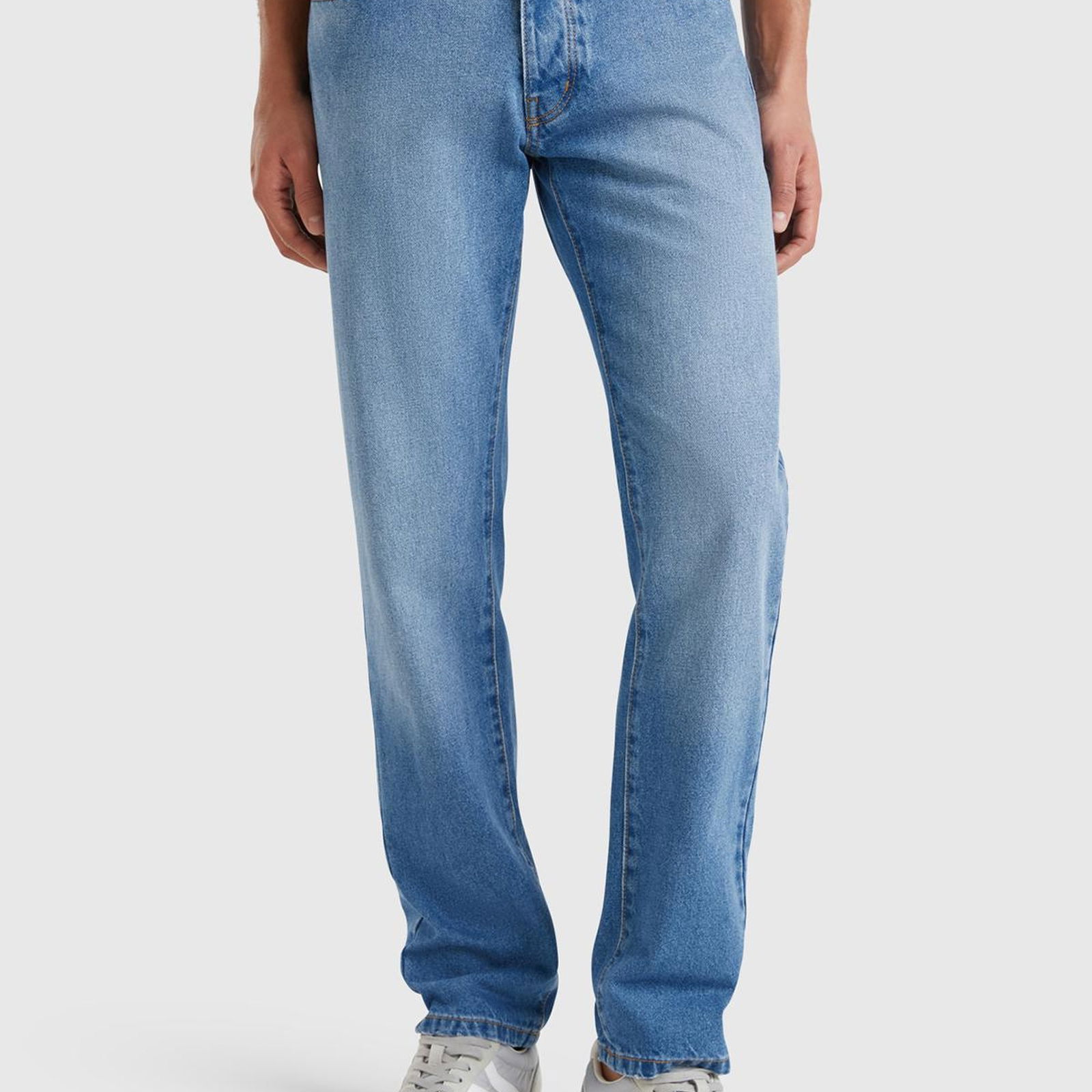 Erkek Mavi %100 Pamuk Arkası Logo Detaylı 5 Cepli Denim Pantolon