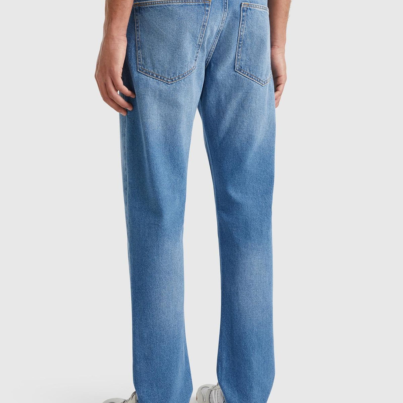 Erkek Mavi %100 Pamuk Arkası Logo Detaylı 5 Cepli Denim Pantolon