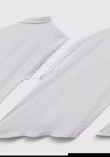  Kadın Beyaz %100 Keten Omuz Detaylı Kısa Kollu Gömlek