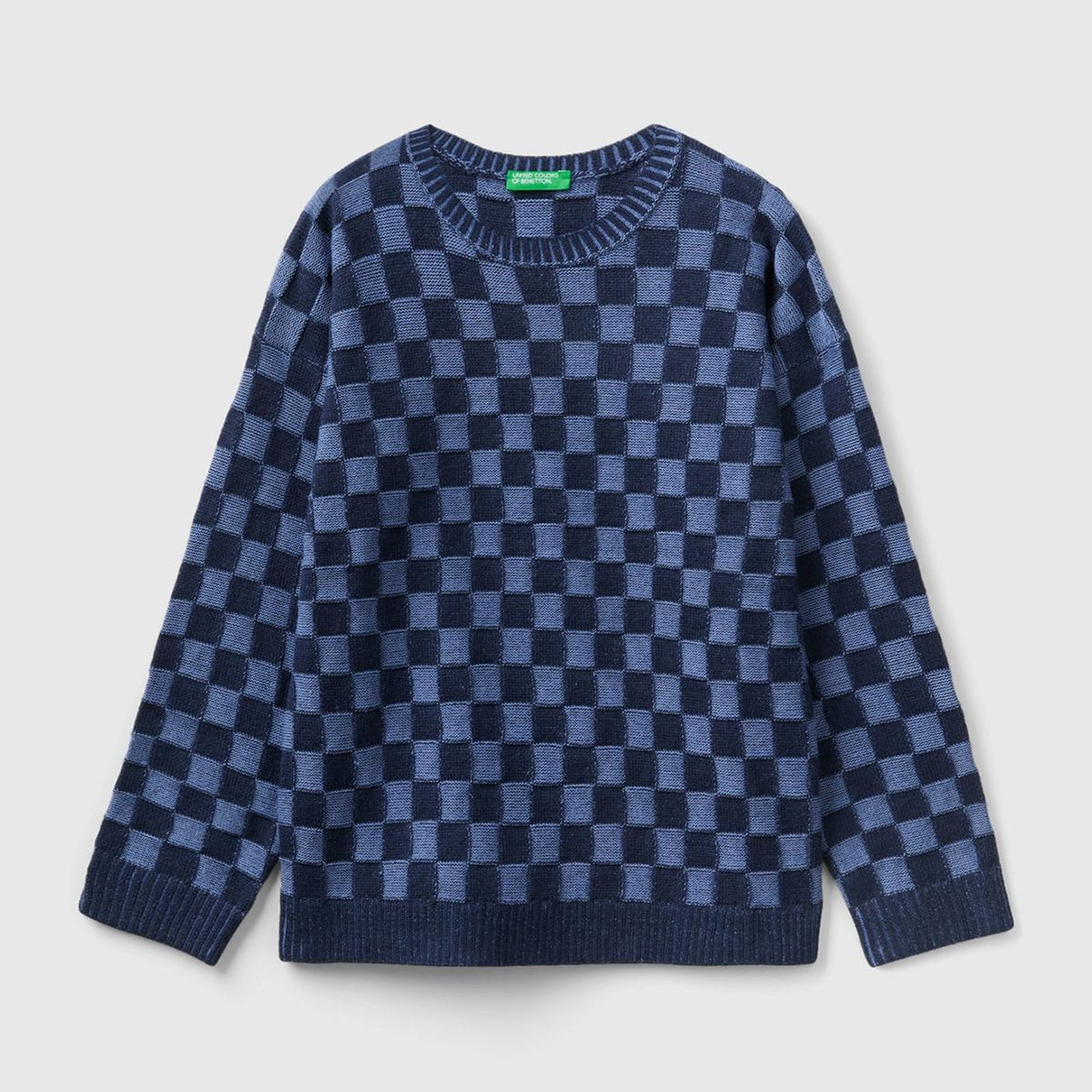Erkek Çocuk Lacivert Mikro Dama Desenli Sweatshirt