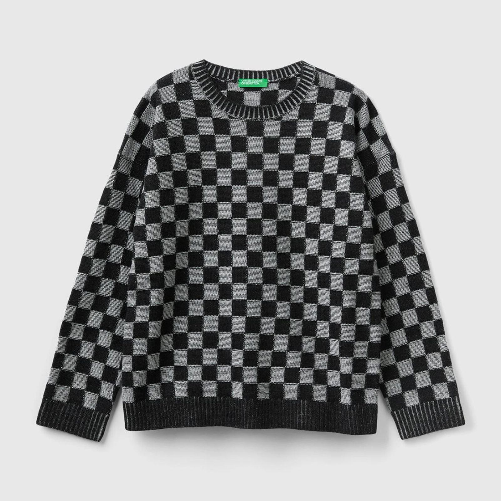 Erkek Çocuk Siyah Mikro Dama Desenli Sweatshirt
