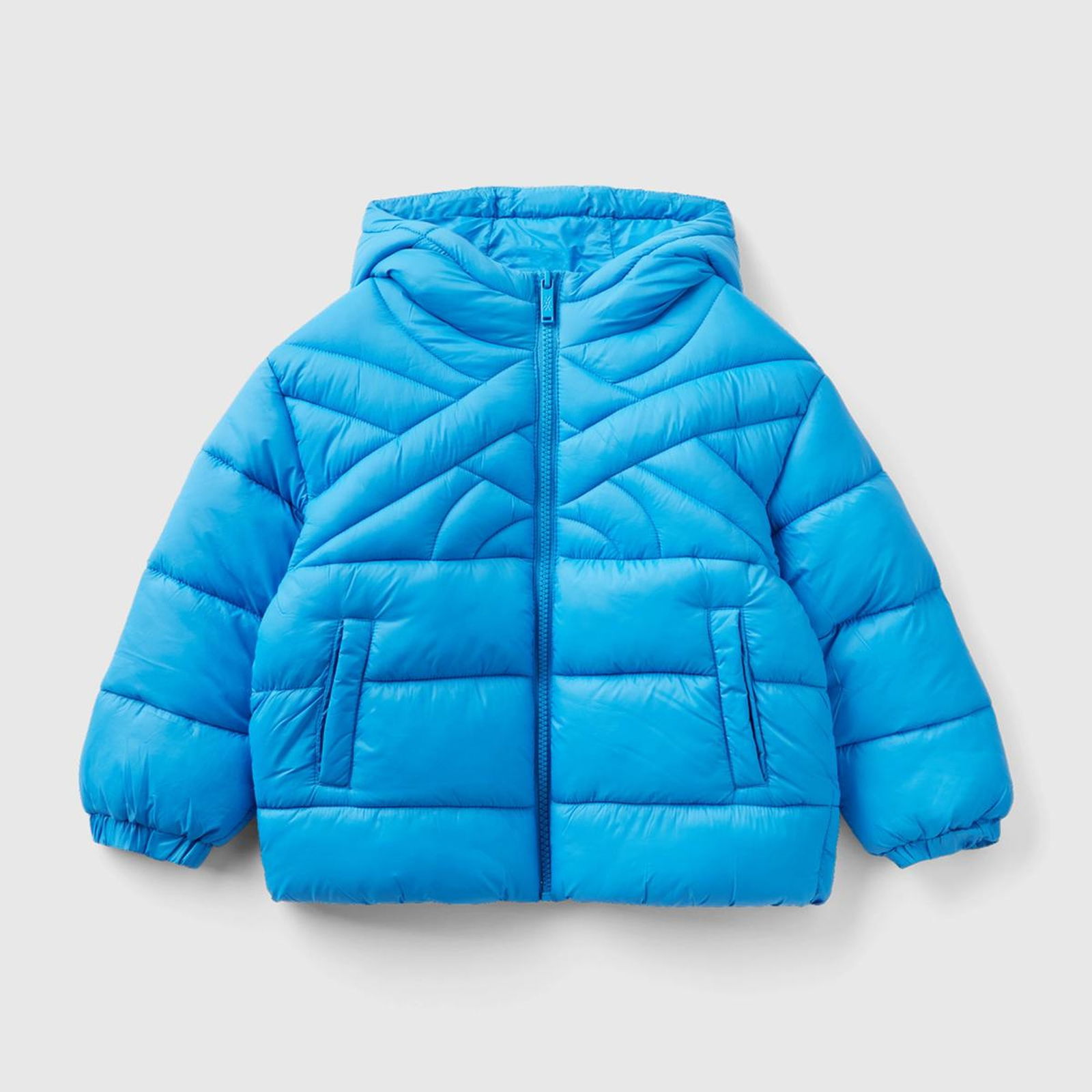 Erkek Çocuk Mavi Benetton Logo İşlemeli Mont