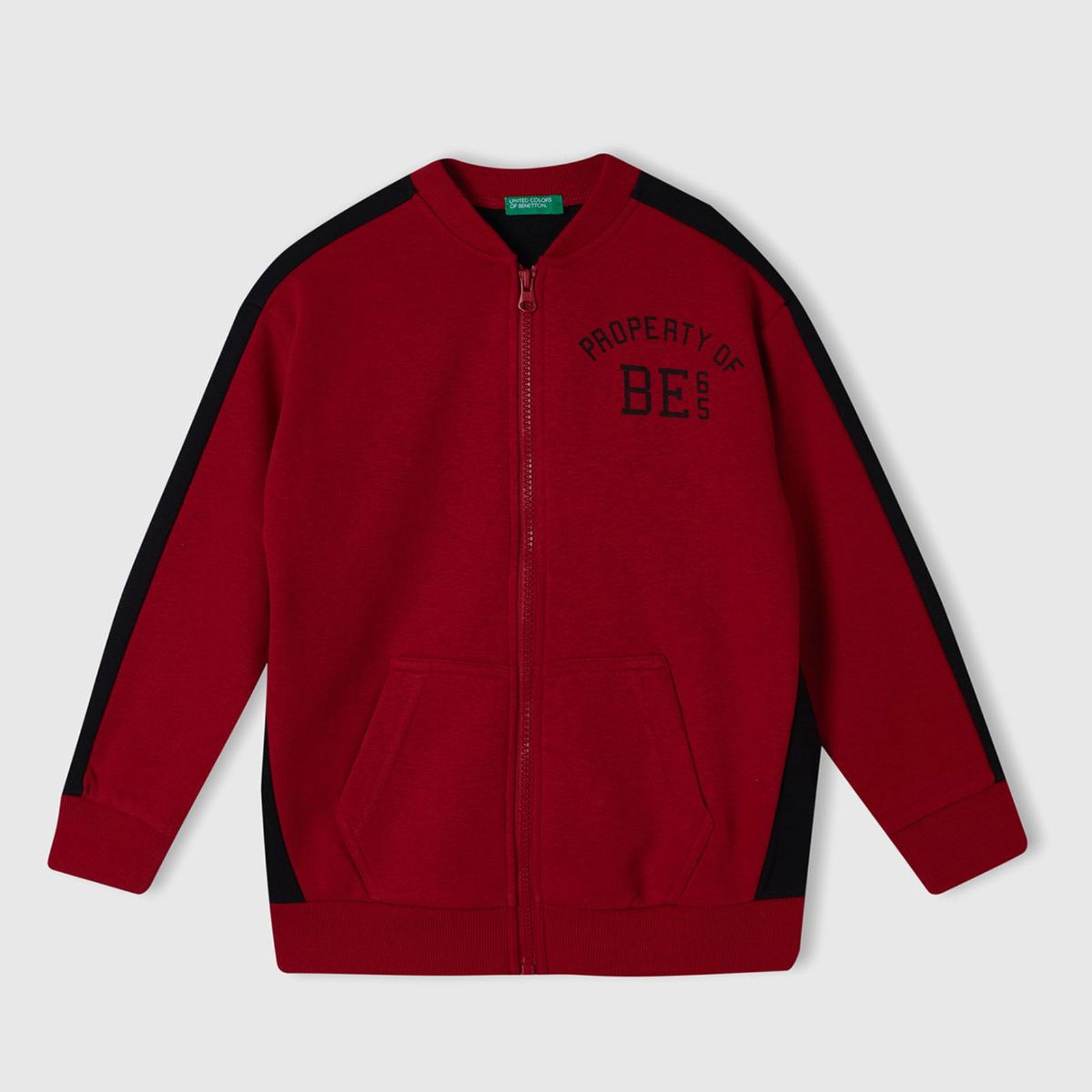 Erkek Çocuk Kırmızı Slogan Baskılı Renk Bloklu Sweatshirt