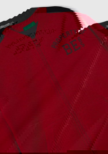  Erkek Çocuk Kırmızı Slogan Baskılı Renk Bloklu Sweatshirt