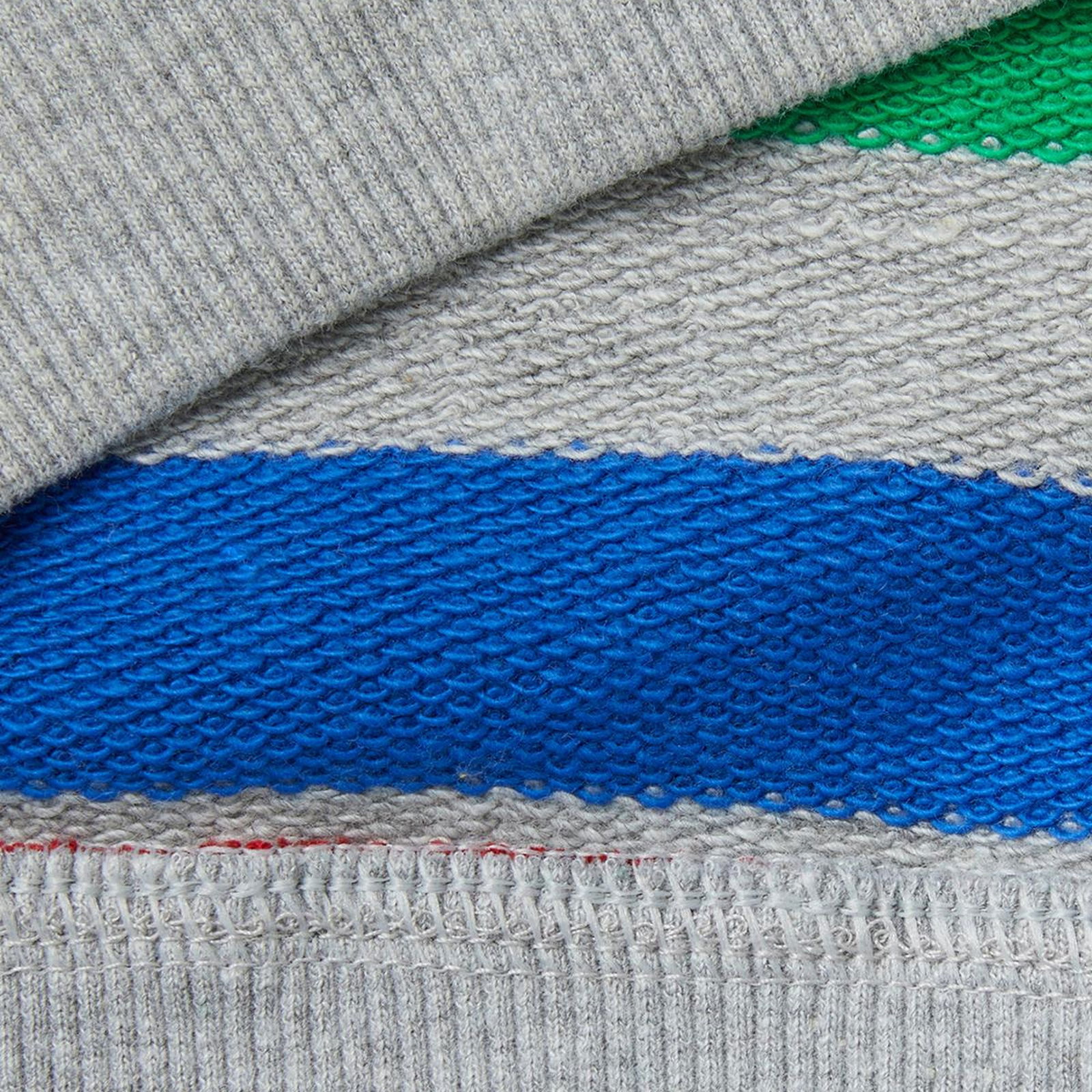 Erkek Çocuk Gri Mix Yatay Çizgili Bileğinde Benetton Yazılı Sweatshirt