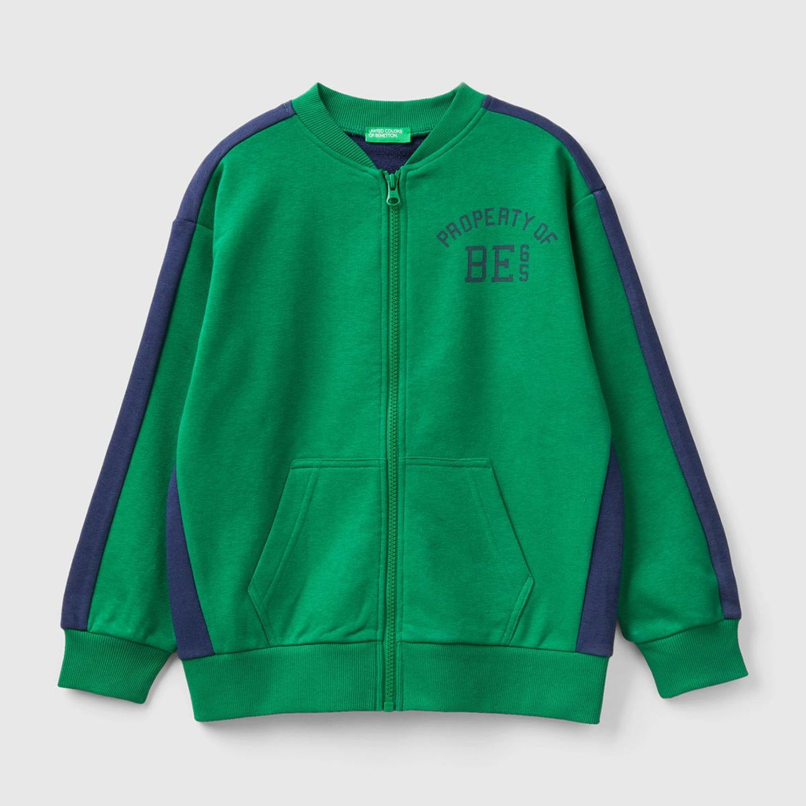 Erkek Çocuk Yeşil Slogan Baskılı Renk Bloklu Sweatshirt