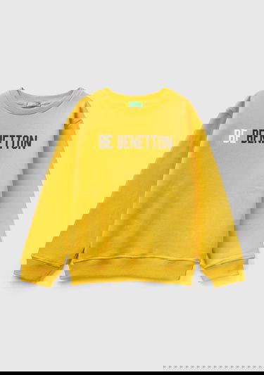  Erkek Çocuk Hardal Sarı Slogan Baskılı Sweatshirt