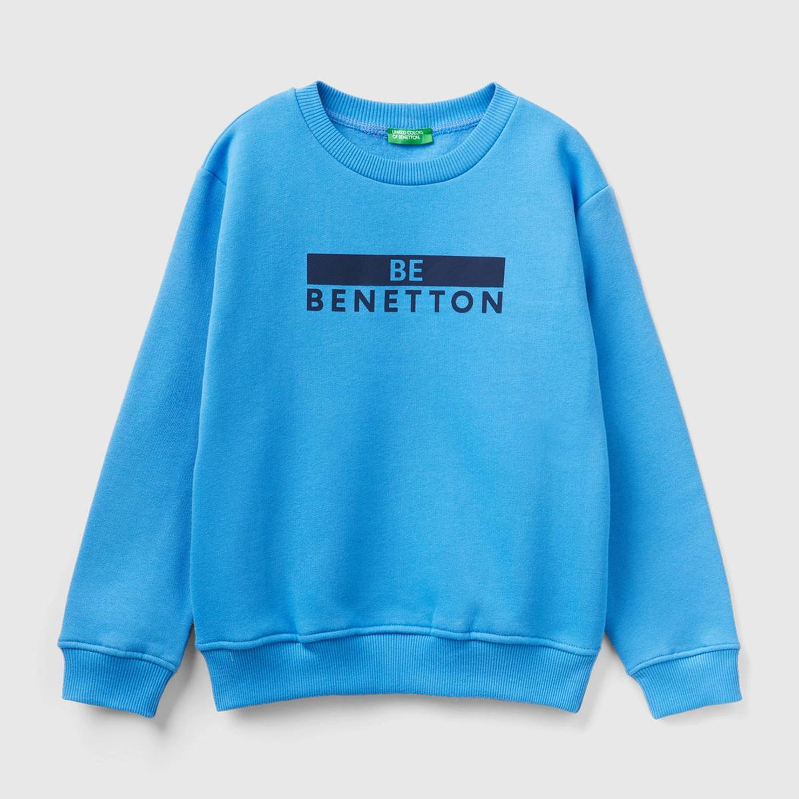 Erkek Çocuk Mavi Slogan Baskılı Sweatshirt