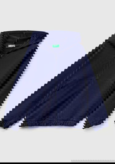  Kız Çocuk Lacivert Logo Detaylı Kolları ve Beli Büzgülü Sweatshirt