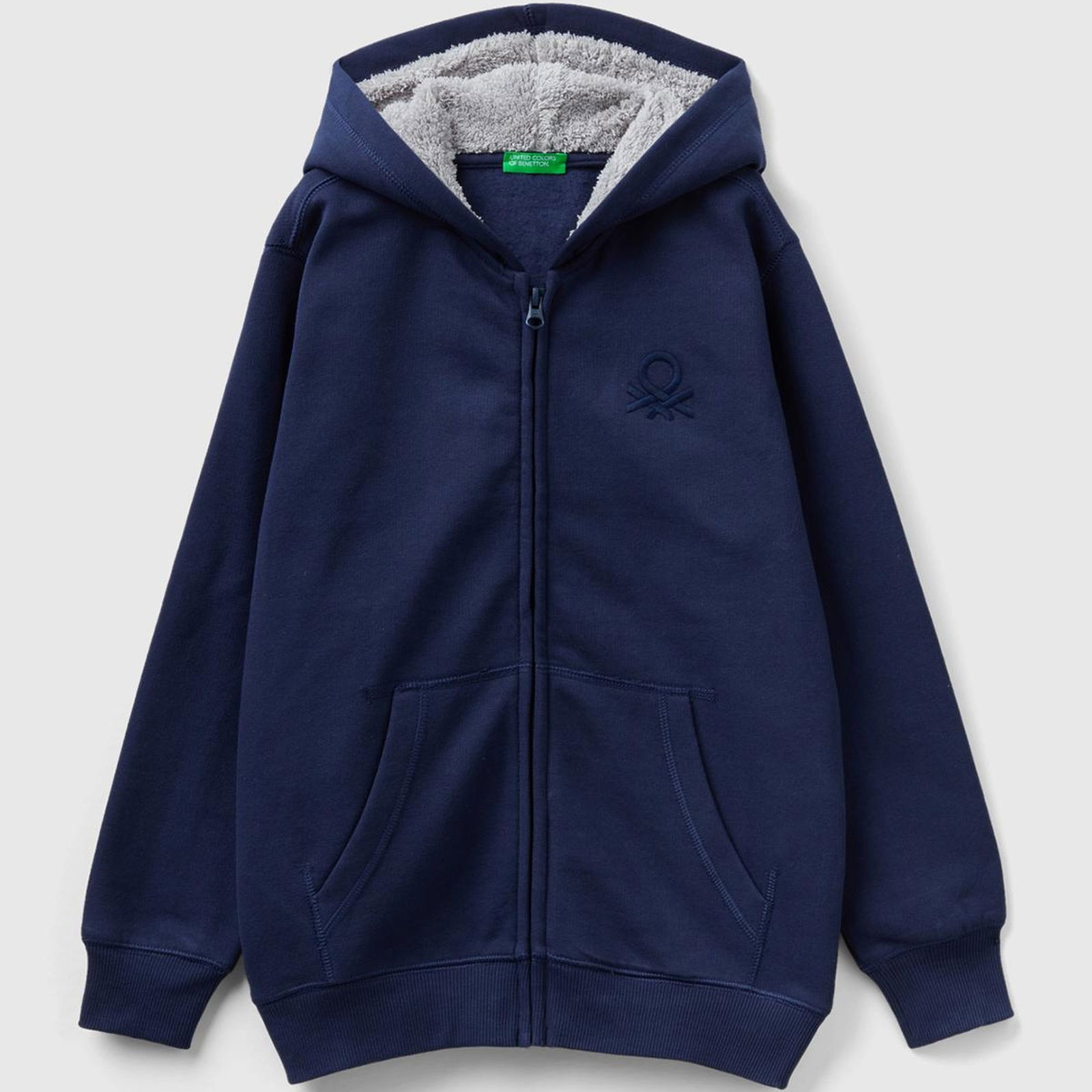 Erkek Çocuk Lacivert Benetton Logolu İçi Peluşlu Sweatshirt