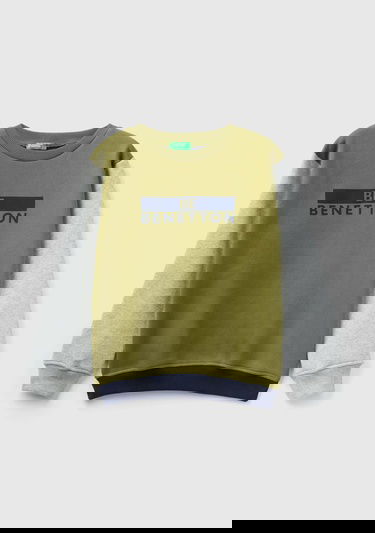  Erkek Çocuk Haki Mix Slogan Baskılı Sweatshirt