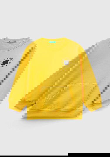  Erkek Çocuk Hardal Sarı Slogan Baskılı Sweatshirt