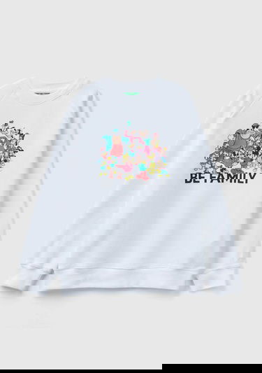  Erkek Çocuk Beyaz Disney Karakter Slogan Baskılı Sweatshirt