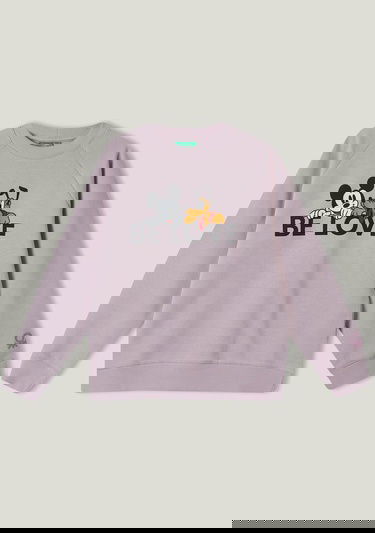  Erkek Çocuk Gül Kurusu Disney Karakter Slogan Baskılı Sweatshirt