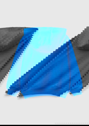  Erkek Çocuk Saks Mavi Logo Baskılı Renk Bloklu Sweatshirt