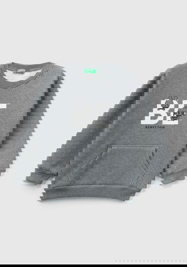  Erkek Çocuk Antrasit Melanj Slogan Baskılı Sweatshirt