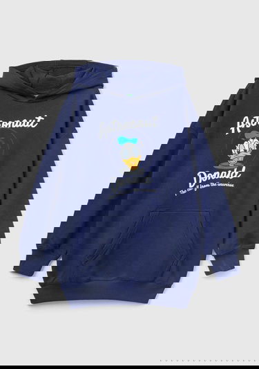  Erkek Çocuk Lacivert Disney Karakter Baskılı Önü Cepli Sweatshirt