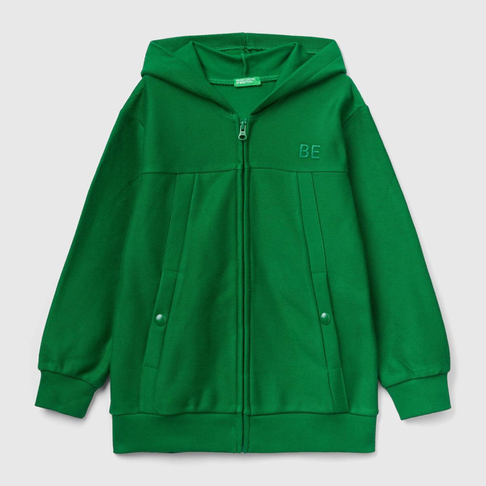 Erkek Çocuk Koyu Yeşil BE Baskılı Büyük Cepli Sweatshirt