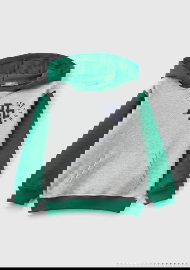  Erkek Çocuk Gri Mix Logo Baskılı Renk Bloklu Sweatshirt