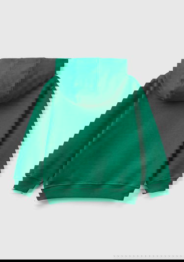  Erkek Çocuk Gri Mix Logo Baskılı Renk Bloklu Sweatshirt