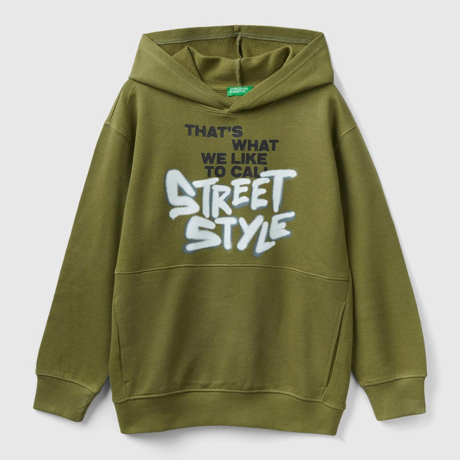 Erkek Çocuk Haki Grafik Baskılı Sweatshirt
