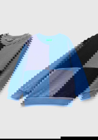  Erkek Çocuk Havacı Mavi Dama Desenli Sweatshirt