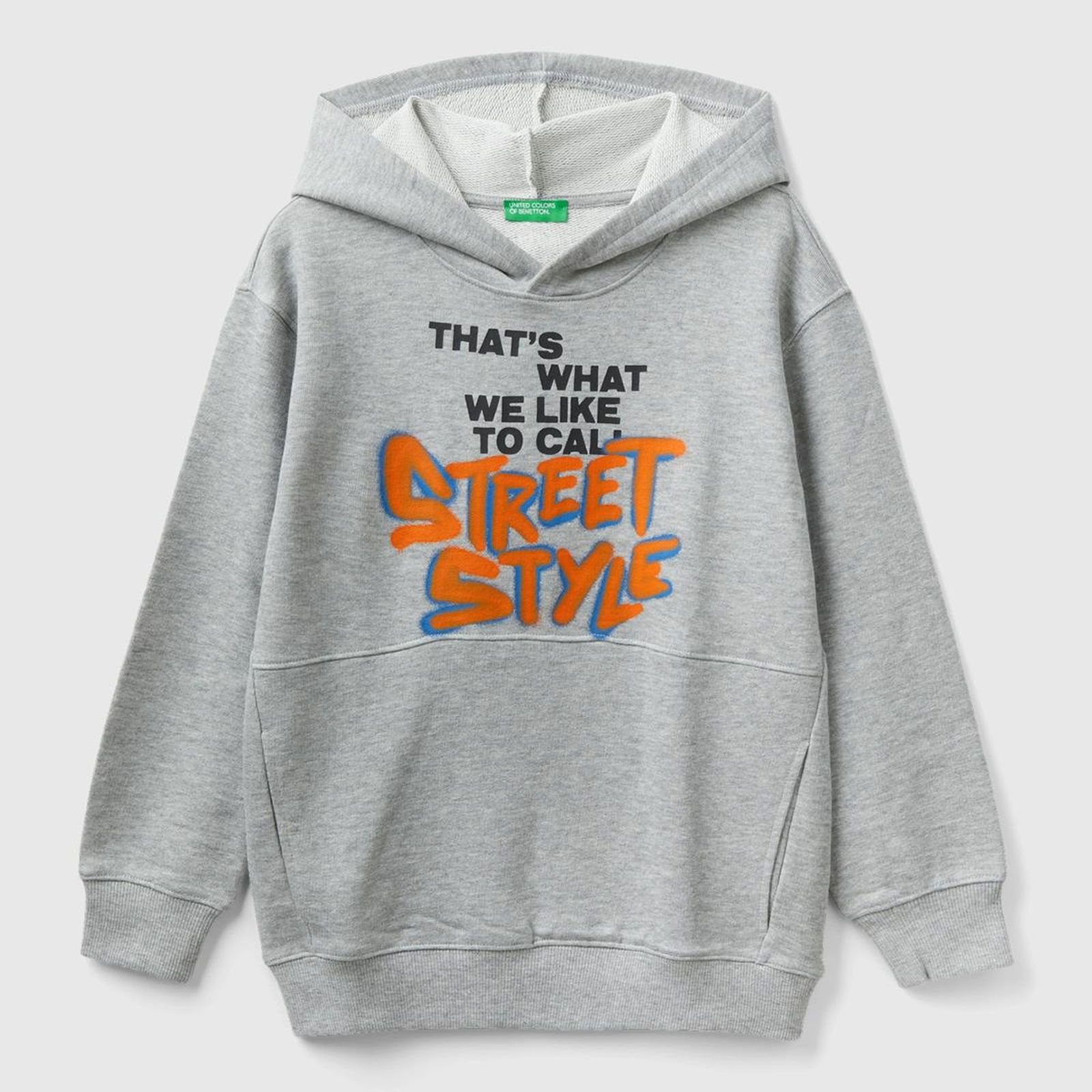 Erkek Çocuk Gri Melanj Grafik Baskılı Sweatshirt