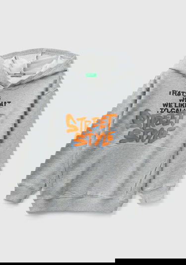  Erkek Çocuk Gri Melanj Grafik Baskılı Sweatshirt
